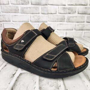 Finn Comfort Samara Sandals Men's 10/10.5 EU 44 Black Leather Rocker Sole German